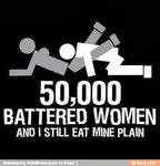 30,000 BATTERED WOMEN AND I STILL EAT MINE PLAIN